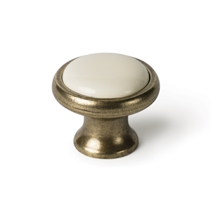 bouton 37mm bronze antique porcelaine beige