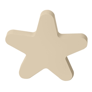 pomos tirador estrella mueble bebe madera lacada beige claro o arena 95mm
