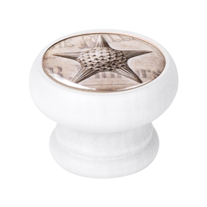 bouton meuble vintage bois blanc etoile de mer 450bl57