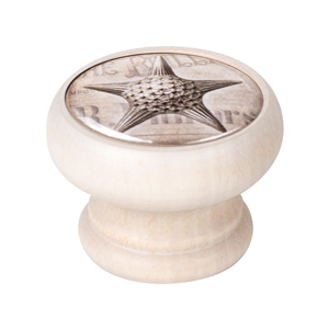 bouton meuble vintage bois blanc decape etoile de mer 450db57