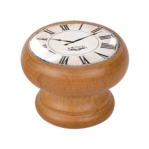 bouton meuble vintage bois couleur miel horloge blanc 450hm02