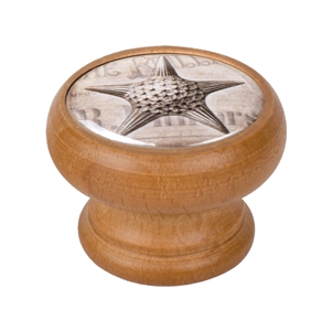 bouton meuble vintage bois couleur miel etoile de mer 450hm57