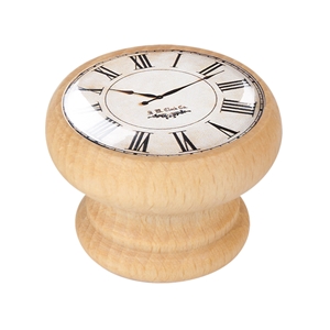 bouton meuble vintage bois couleur naturelle horloge blanc 450hn02