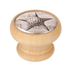 bouton meuble vintage bois couleur naturelle etoile de mer 450hn57