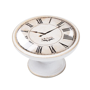 bouton meuble vintage bronze patine horloge blanc 550bb02