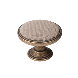 bouton metal pour meuble 37mm vieux laiton avec tissu sable bouton metal pour meuble 37mm vieux laiton avec tissu sable