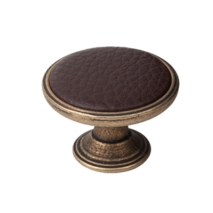 bouton metal pour meuble 37mm vieux laiton avec peau synthetique marron bouton metal pour meuble 37mm vieux laiton avec peau synthetique marron