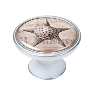 bouton meuble vintage argent patinee etoile de mer 550pb57