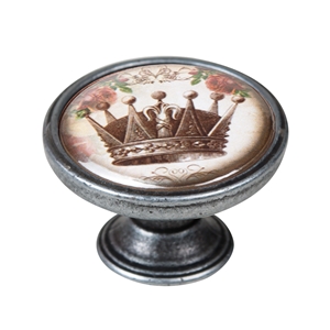 bouton meuble vintage argent vieilli couronne 1 550pt54