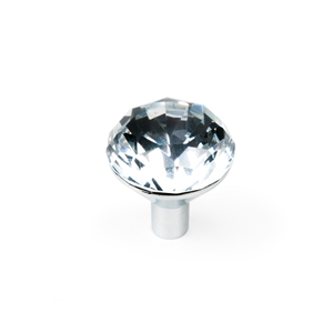 bouton verre sculpte base chrome meuble swarovski ap1035