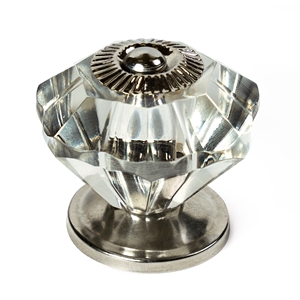 pomo de 40 mm cristal con base plata