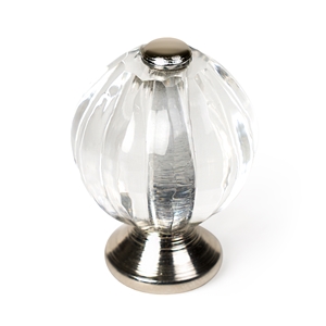 bouton en cristal de 30 mm avec base argentee
