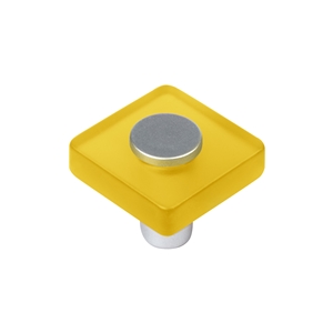 poignee bouton carre jaune chrome mat meuble enfants 621am