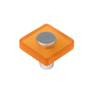 poignee bouton carre orange chrome mat meuble enfants 621na