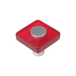 poignee bouton carre rouge chrome mat meuble enfants 621rj