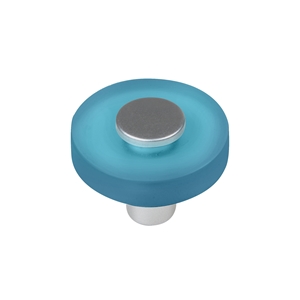 poignee bouton rond bleu chrome mat meuble enfants 622az