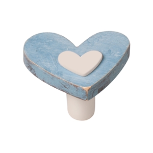 poignee bouton coeur bois bleu shabby chic tiroir meuble bebe ap1053