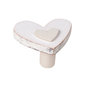 poignee bouton coeur bois blanc shabby chic tiroir meuble bebe ap1054