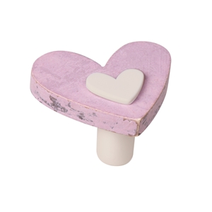 poignee bouton coeur bois rose shabby chic tiroir meuble bebe ap1055