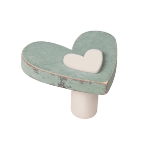 poignee bouton coeur bois vert shabby chic tiroir meuble bebe ap1056