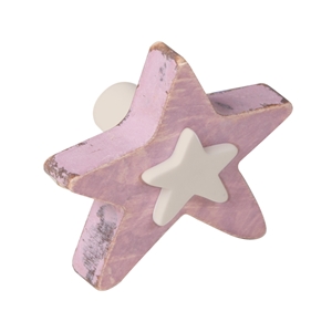 poignee bouton etoile bois rose shabby chic tiroir meuble bebe ap1060
