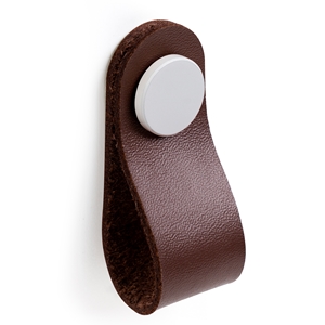 bouton en cuir naturel brun chocolat bouton en metal blanc