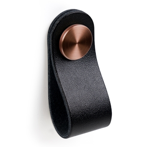 knob of natural leather black button metal copper button