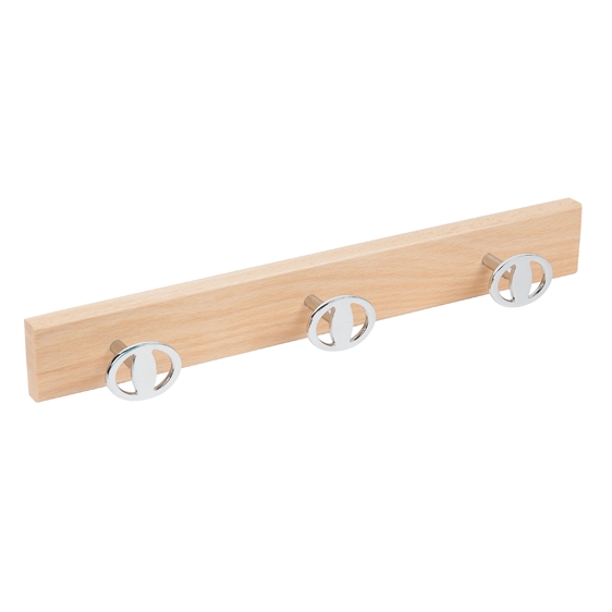 porte manteaux mural hetre naturel boutons chrome ap1180