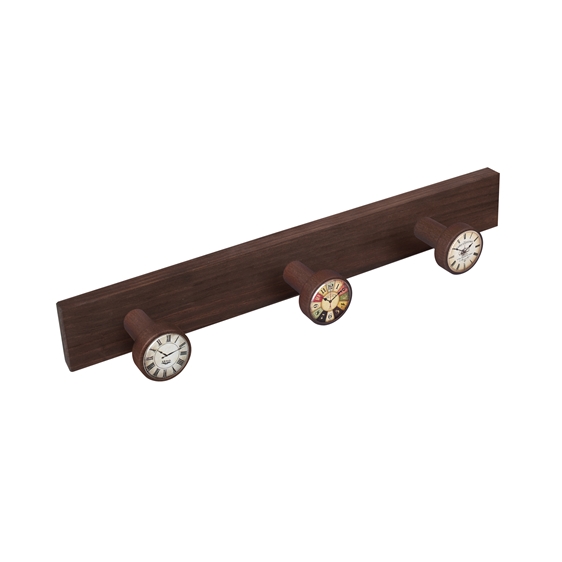 percha pared pomos madera tinte nogal viejo relojes vintage retro ap1219