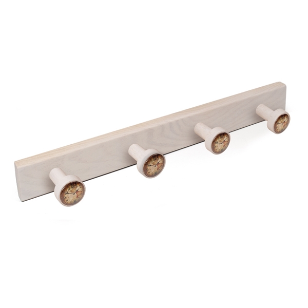 percha pomos madera decape blanco pomos reloj mapa perchero diseno retro mueble vintage 9024db