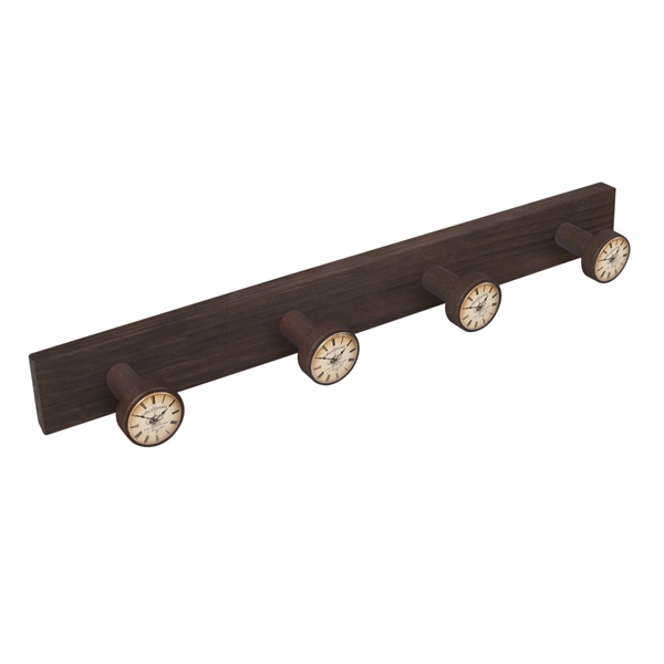 percha pomos madera tinte nogal viejo pomos reloj cafe perchero diseno retro mueble vintage 9026nv