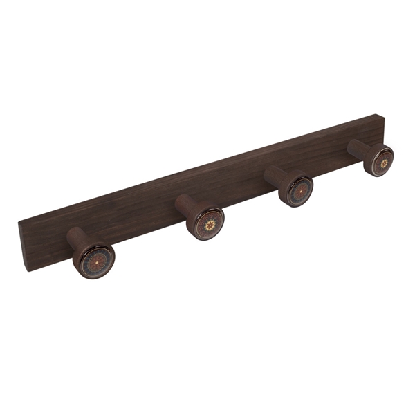 percha pomos madera tinte nogal viejo pomos arabescos perchero diseno retro mueble vintage 9027nv