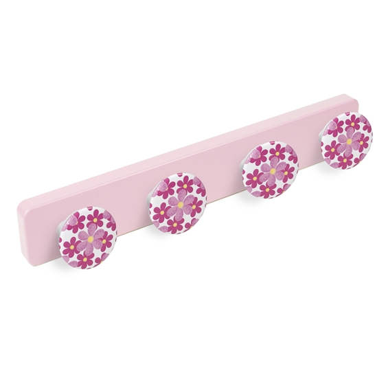 wandgarderobe abs rosa lack knöpfe blumen rosen kleiderbügel kindermöbel  9055rs