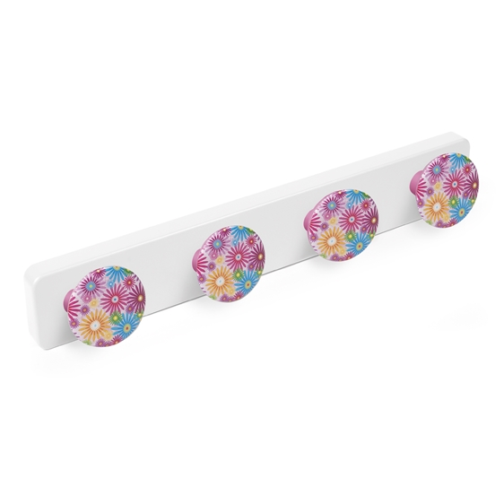 wandgarderobe abs weisser lack knöpfe blumen farben kleiderbügel kindermöbel  9056bl