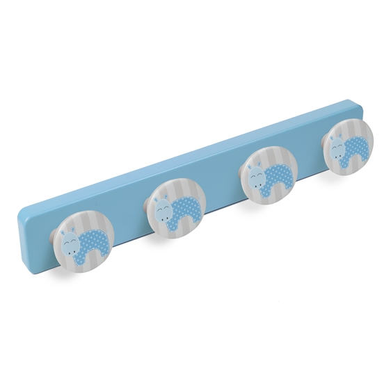 wandgarderobe abs himmelblau lack knöpfe nilpferd kleiderbügel kindermöbel  9057azc