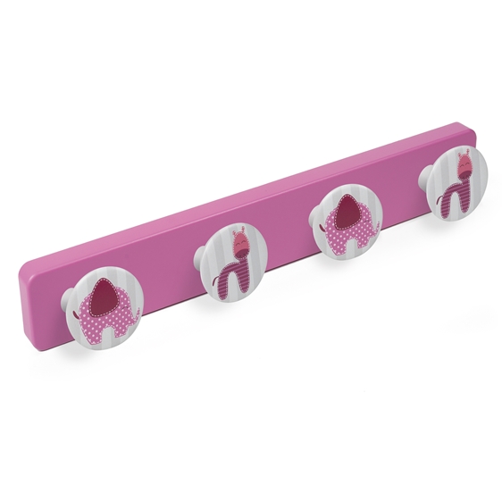wandgarderobe abs rosa lack knöpfe elefant zebra kleiderbügel kindermöbel  9058rs