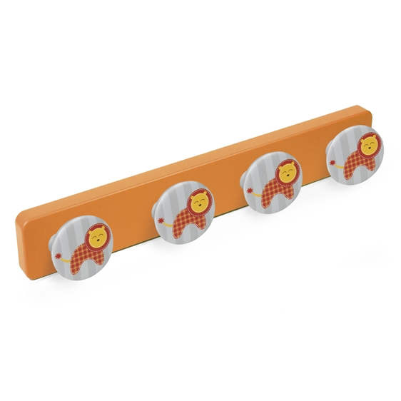 wandgarderobe abs orange lack knöpfe löwe kleiderbügel kindermöbel  9059na