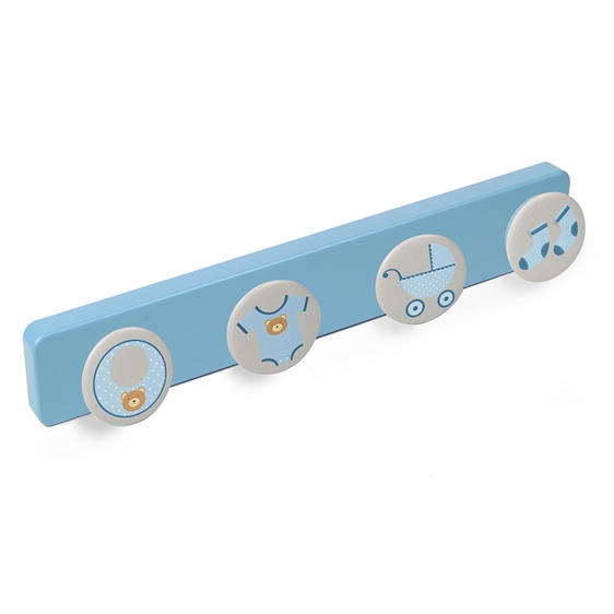 wandgarderobe abs himmelblau lack knöpfe babykleidung kleiderbügel kindermöbel  9060azc