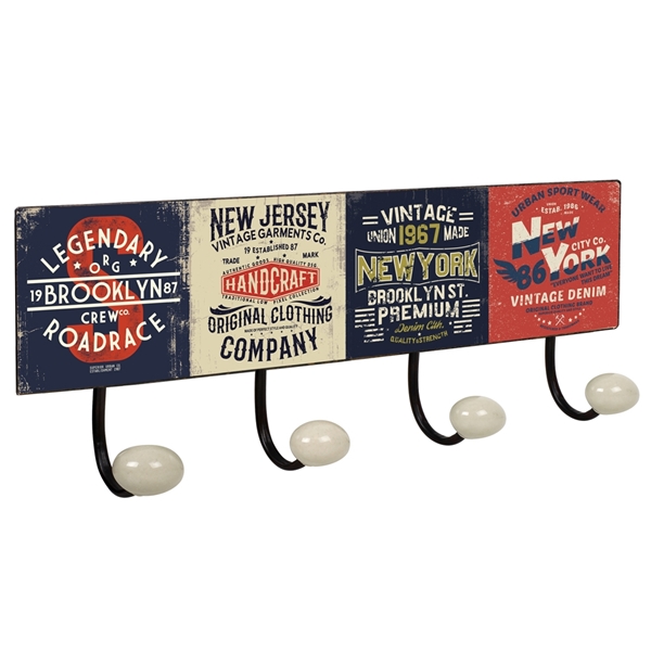 porte manteaux mural crochets en porcelaine new york vintage retro ap1398