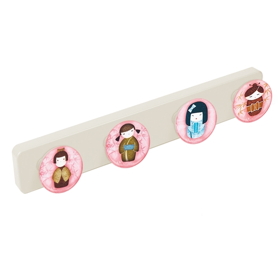 porte manteaux mural abs boutons kokeshi ap1519