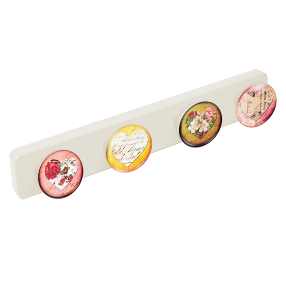 porte manteaux mural abs boutons coeurs ap1524