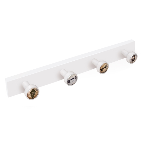 percha pared pomos lacada blanca llaves vintage retro ap1555