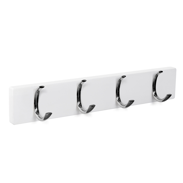 patere porte manteau en bois blanc 4 crochets chrome brillant patere porte manteau en bois blanc 4 crochets chrome brillant MOD 9105