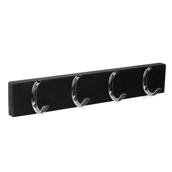 patere porte manteau en bois noir 4 crochets chrome brillant patere porte manteau en bois noir 4 crochets chrome brillant MOD 9105