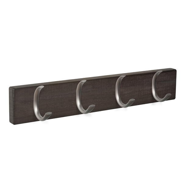 patere porte manteau en bois noyer 4 crochets inox mat patere porte manteau en bois noyer 4 crochets inox mat MOD 9105