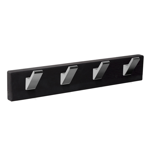 patere porte manteau en bois noir 4 crochets chrome brillant patere porte manteau en bois noir 4 crochets chrome brillant MOD 9108