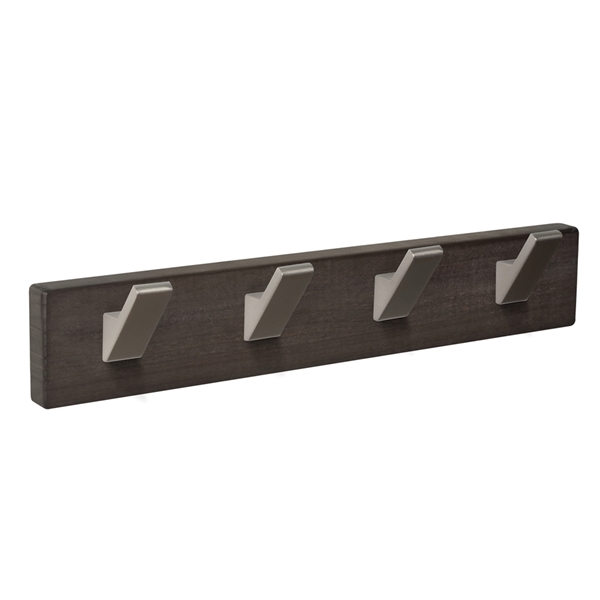 patere porte manteau en bois noyer 4 crochets inox mat patere porte manteau en bois noyer 4 crochets inox mat MOD 9108
