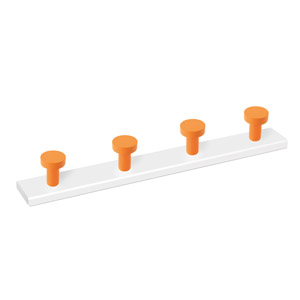 wooden wall hanger orange hooks white rack 913na