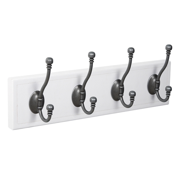 patere porte manteau en cuir synthetique blanc 4 crochets argent vieilli patere porte manteau en cuir synthetique blanc 4 crochets argent vieilli