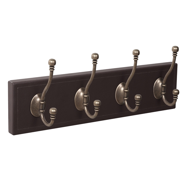 patere porte manteau en cuir synthetique marron 4 crochets vieux laiton patere porte manteau en cuir synthetique marron 4 crochets vieux laiton MOD 9202
